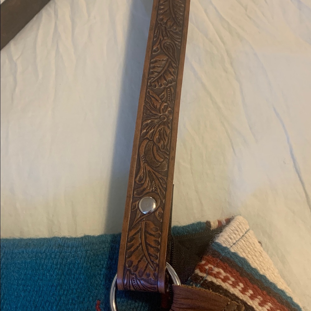 Southwestern Fringe Shoulder or crossbody bag with tooled strap - Picture 4 of 11